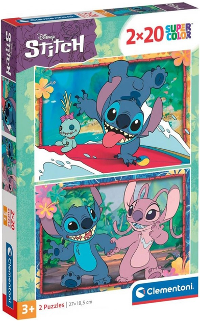 Puzzle Clementoni Super Kolor Stitch 2 po 20 elementów (8005125248094) - obraz 1