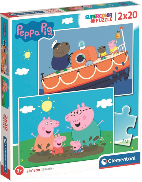 Puzzle Clementoni Super Kolor Peppa Pig 2 po 20 elementów (8005125247974) - obraz 1