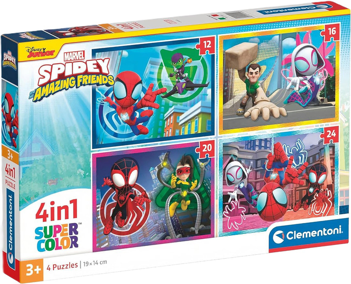 Puzzle Clementoni Super Kolor Spidey And His Amazing Friends 4 w 1 (8005125215287) - obraz 1