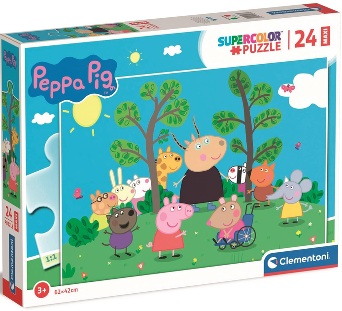 Puzzle Clementoni Maxi Super Kolor Peppa Pig 24 elementy (8005125242375) - obraz 1