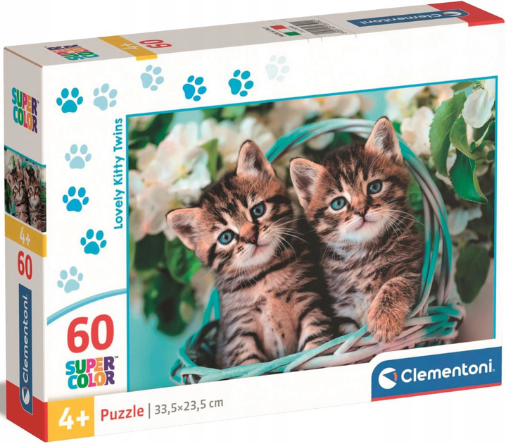 Puzzle Clementoni Super Kolor Lovely Kitty Twins 60 elementów (8005125265992) - obraz 1