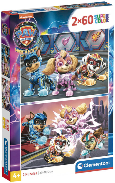 Puzzle Clementoni Super Kolor Paw Patrol The Mighty Movie 2 po 60 elementów (8005125216260) - obraz 1