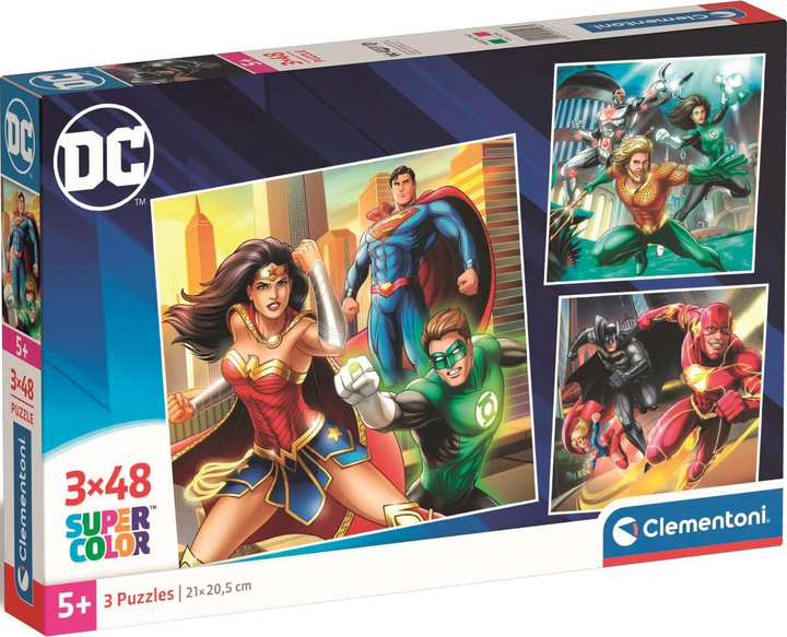 Puzzle Clementoni Super Kolor Dc Comics Justice League 3 po 48 elementów (8005125252961) - obraz 1