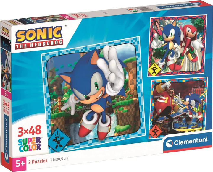 Puzzle Clementoni Super Kolor Sonic 3 po 48 elementów (8005125253203) - obraz 1