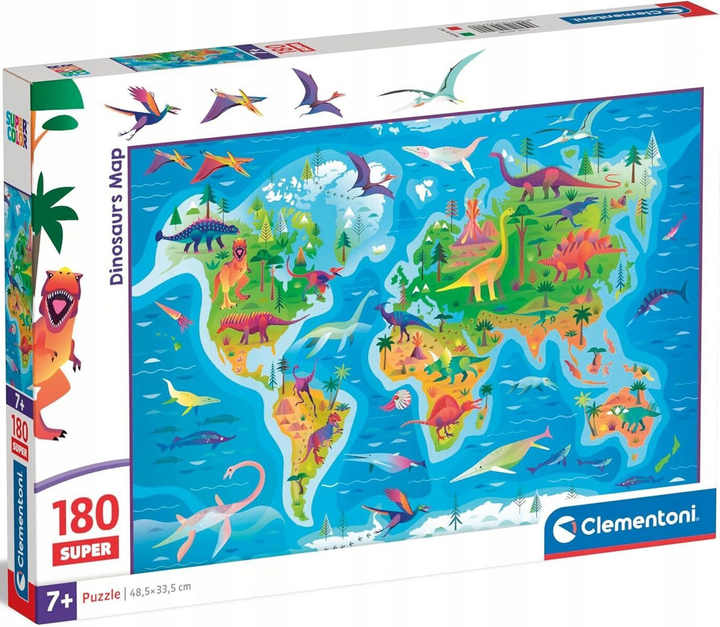 Puzzle Clementoni Super Dinosaurs Map 180 elementów (8005125297900) - obraz 1