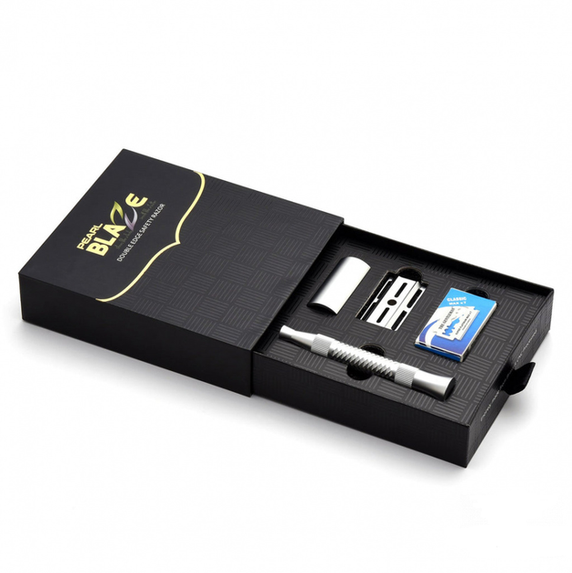 Бритва для гоління Т-подібна Pearl Blaze Double Edge Safety Razor Brass Metal - изображение 4
