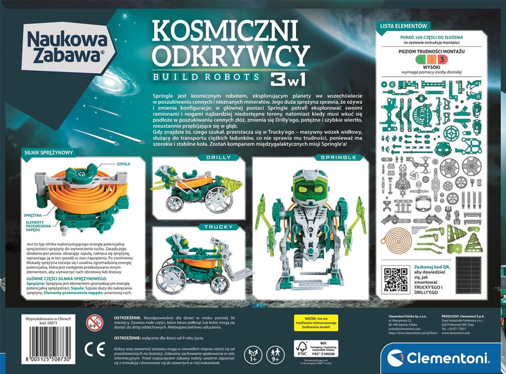 Zestaw naukowy do samodzielnego złożenia Clementoni Kosmiczni odkrywcy 3 w 1 50873 (8005125508730) - obraz 9