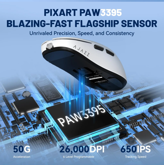Бездротова легка магнітна миша Ajazz AJ159P PAW 3395 2.4G 26000