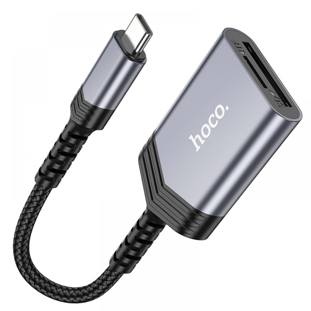 Кардридер HOCO UA25 2-in-1 card reader Type-C Metal Gray (6942007608862) - изображение 2
