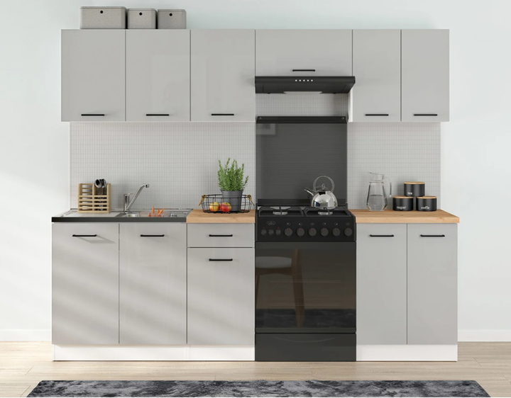 Практичний та місткий кухонний гарнітур 240 Junona Black Red White (K24-JUNONA_MODUL_WER_2/240_BBL) 170102 - зображення 4