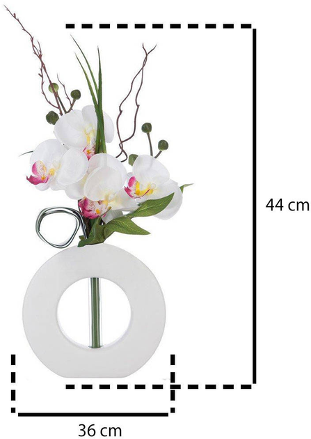 Sztuczny storczyk Atmosphera w geometrycznej doniczce biało-różowy (5902973410686) - obraz 2