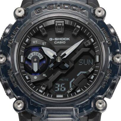 Годинник CASIO GA-2200SKL-8A в чоловічому виконанні має прозорий корпус чорного кольору. - Фото 3 Годинник CASIO GA-2200SKL-8A в чоловічому виконанні має прозорий корпус чорного кольору. - зображення 3