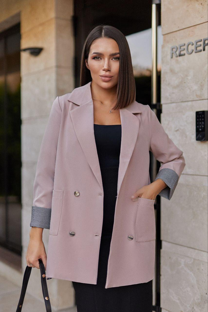Женский базовый пиджак на подкладке с манжетами Fashion 46/48 бежевый ...