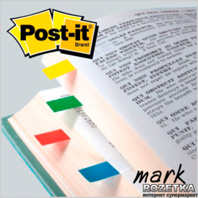 Стикеры-закладки клейкие в индивидуальных контейнерах Post-it 12x43 мм ...
