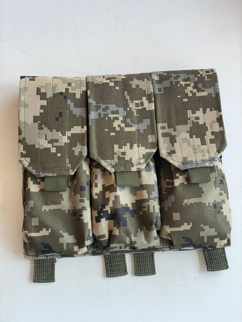 Підсумок потрійний для магазинів АК закритий з MOLLE. Колір: піксель - зображення 1