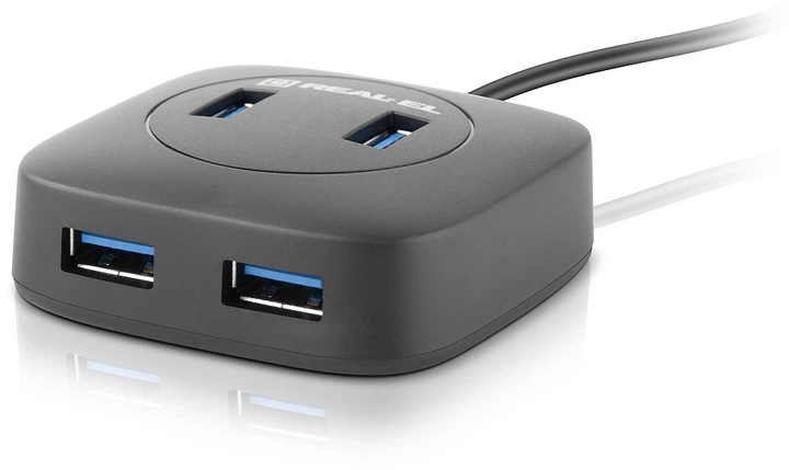 USB-хаб Real-El CQ-407 4xUSB-A 3.0 Чорний (4743304102020) - зображення 4
