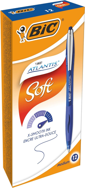 Zestaw długopisów kulkowych BIC Atlantis Soft Niebieski 12 szt (3086123307575) - obraz 1