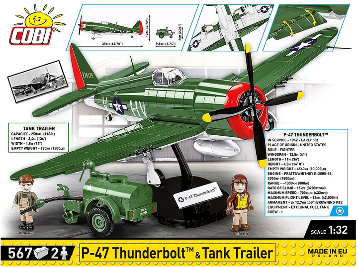 Klocki konstrukcyjne Cobi P-47 Thunderbolt & Tank Trailer Executive Edition 567 elementów (5902251057367) - obraz 2