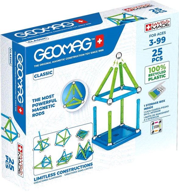 Конструктор магнітний Geomag Classic Recycled 25 деталей (0871772002758) - зображення 1