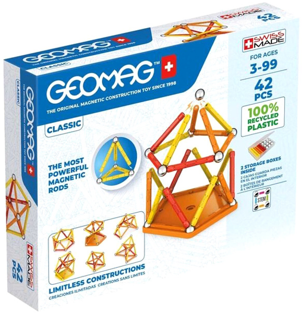 Конструктор магнітний Geomag Classic Recycled 42 деталі (0871772002710) - зображення 1