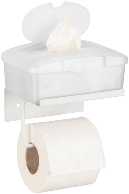 Uchwyt na papier toaletowy Wenko Desulo z półeczką biały (4008838459959) - obraz 4