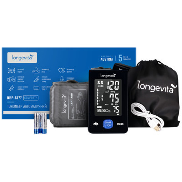 Тонометр Longevita Авт.вимір.артер.тиску LONGEVITA DBP-6177 (DBP-6177) - зображення 1