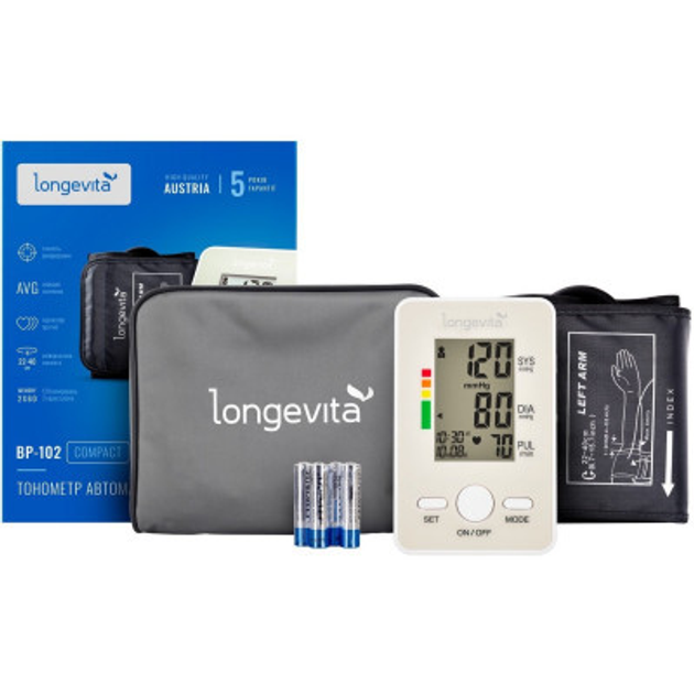 Тонометр Longevita Авт.вимір.артер.тиску LONGEVITA BP-102 Авт. вимір. артер. тиску (BP-102) - зображення 1