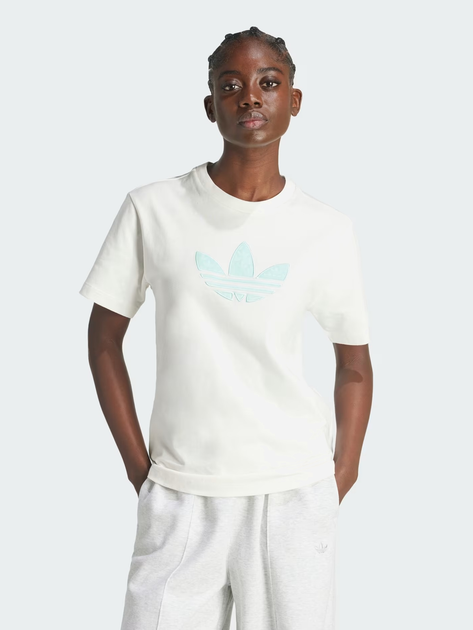 Акція на Футболка бавовняна жіноча Adidas Monogram Tee Clowhi IS3867 M Біла від Rozetka