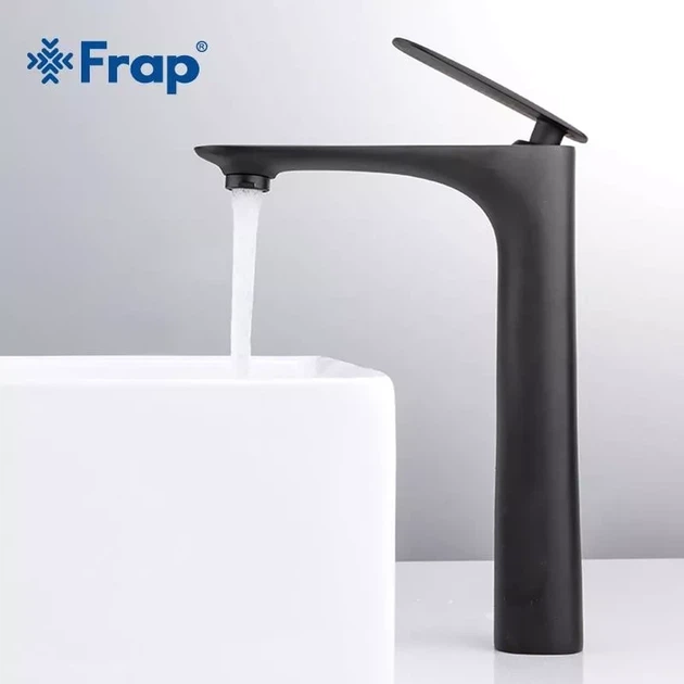 Змішувач для раковини високий Frap F1052-57 чорний - Фото 3 Змішувач для раковини високий Frap F1052-57 чорний - зображення 3
