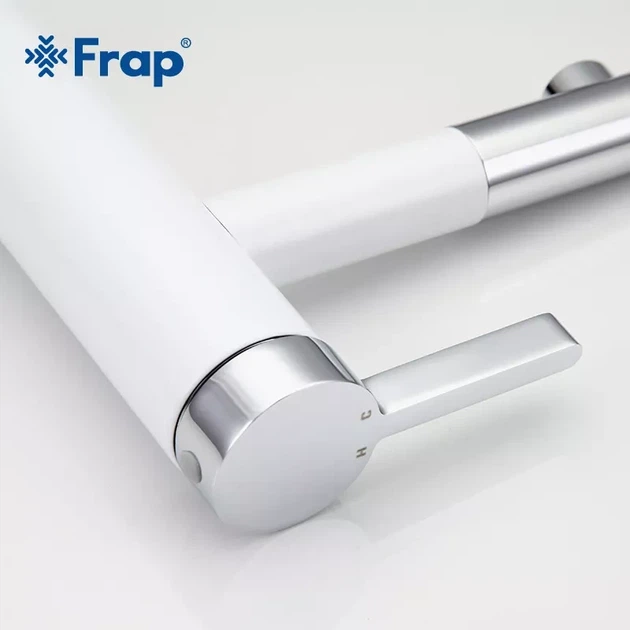 Смеситель для умывальника Frap F1052-14 высокий, белый/хром - изображение 3