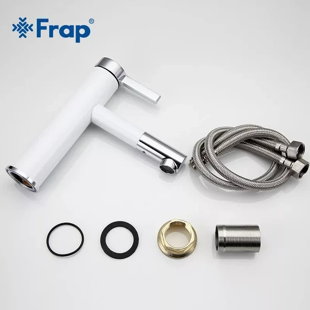 Смеситель для умывальника Frap F1052-14 высокий, белый/хром - изображение 7