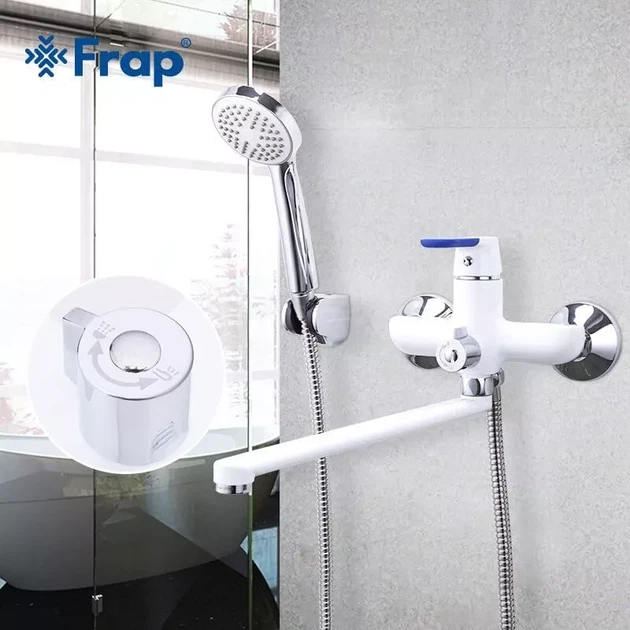 Змішувач для ванни Frap F2234, білий/хром - Фото 2 Змішувач для ванни Frap F2234, білий/хром - изображение 2