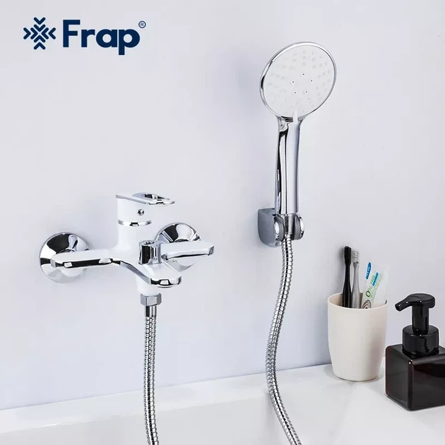 Смеситель для ванной с душевым гарнитуром Frap F3249 белый/хром - изображение 2