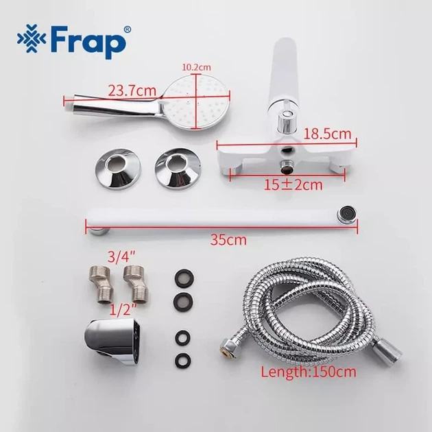 Змішувач для ванни Frap F2245, білий/хром - Фото 6 Змішувач для ванни Frap F2245, білий/хром - изображение 6