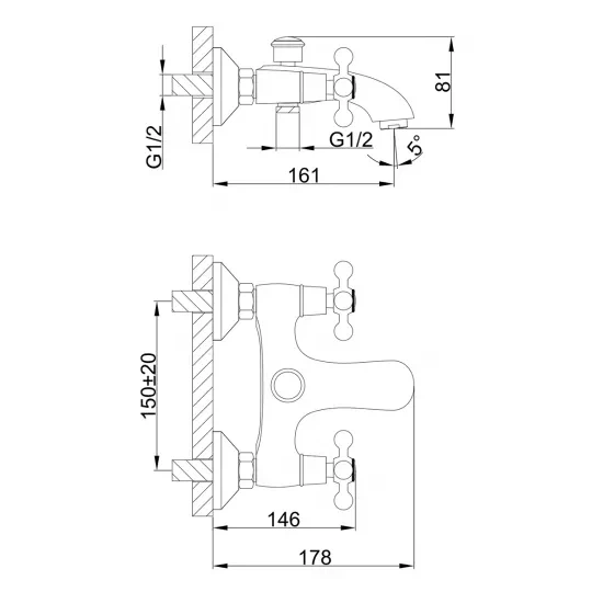 Змішувач для ванни Frap F3019-4, бронза - Фото 8 Змішувач для ванни Frap F3019-4, бронза - изображение 8