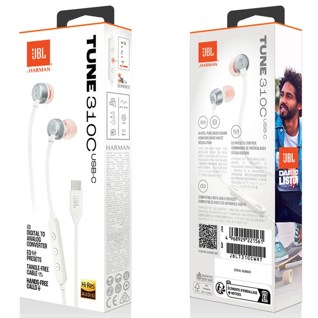 Наушники JBL Tune 310C USB-C White (JBLT310CWHT) - изображение 3