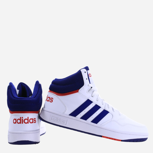 Підліткові кеди для хлопчика adidas hoops 3.0 Mid K GZ9647 39.5 Білий/Синій (4066746069073) - зображення 2