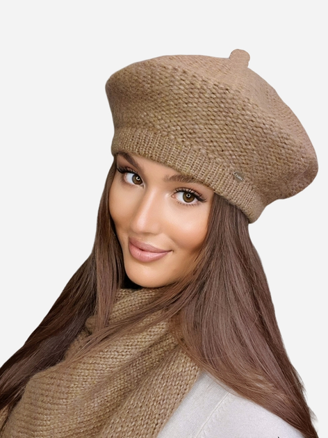 Beret damski Kamea K.22.010.04 One Size Ciemnobeżowy (5903246754674) - obraz 1