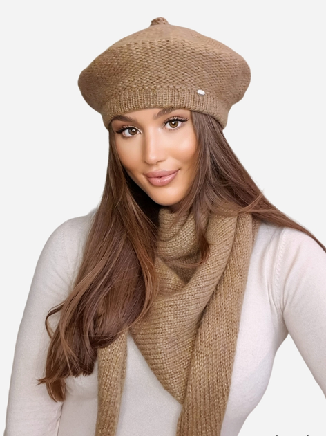 Beret damski Kamea K.22.010.04 One Size Ciemnobeżowy (5903246754674) - obraz 2