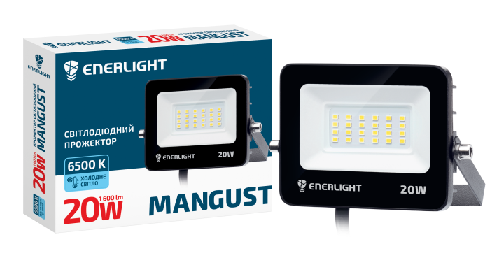 Прожектор світлодіодний ENERLIGHT MANGUST 20Вт 6500К - Фото 3 Прожектор світлодіодний ENERLIGHT MANGUST 20Вт 6500К - изображение 3