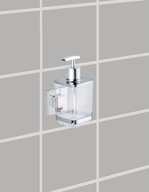 Dozownik do mydła Wenko Quadro Vacuum-Loc stal nierdzewna srebrny 340 ml (4008838216637) - obraz 3