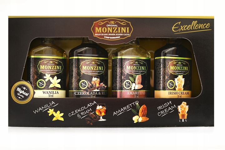 Купить Сироп для кофе Monzini Excellence набор 4 вкуса ваниль, шоколад ...