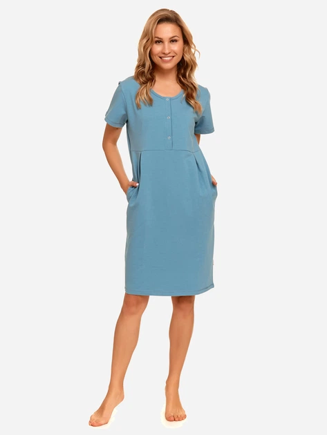 Koszula nocna damska ciążowa bawełniana Doctor Nap TCB.4452 L Niebieska (5901592704879) - obraz 5