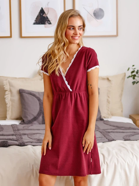Koszula nocna damska ciążowa bawełniana Doctor Nap TCB.5160 L Bordowa (5902701181161) - obraz 4