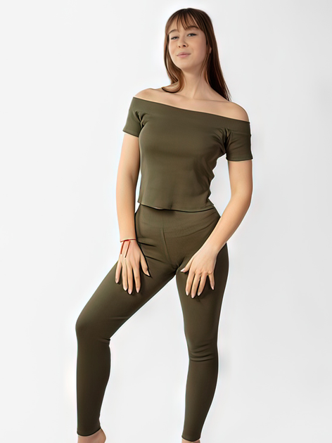 Piżama (koszulka + legginsy) damska bawełniana DKaren Bayo XL Khaki (5903251476233) - obraz 1