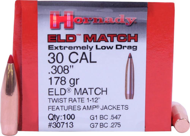 Куля Hornady ELD Match кал .30 маса 178 гр (11.5 г) 100 шт - зображення 1