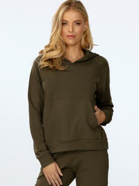 Bluza damska z kapturem kangurka DKaren Seattle M Khaki (5903251481794) - obraz 1