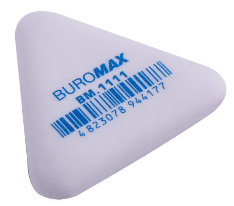 Гумка 1111, трикутна, Buromax 37x37x9 мм, синтетичний каучук, біла BM.1111 - изображение 2