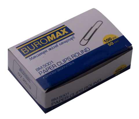 Скріпки нікельовані, BUROMAX 50 мм, круглі, 100 шт. в карт.упаковці BM.5001 - Фото 1 Скріпки нікельовані, BUROMAX 50 мм, круглі, 100 шт. в карт.упаковці BM.5001 - изображение 1