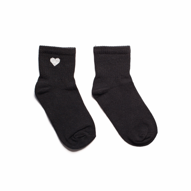 Шкарпетки чорні з принтом серце. Безшовні ORGANIC cotton JILL ANTONY 35-37 арт. 31008 - Фото 2 Шкарпетки чорні з принтом серце. Безшовні ORGANIC cotton JILL ANTONY 35-37 арт. 31008 - зображення 2
